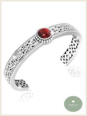 Adjustable 925 Sterling Silver Cuff Bracelet Gemstone Boho Bangle